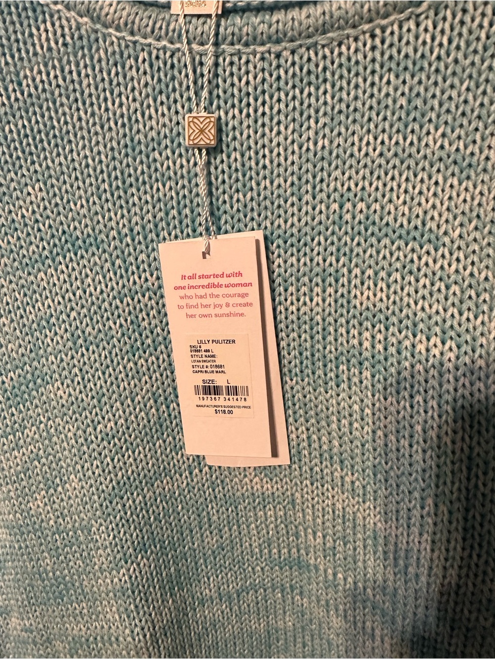 NWT Lilly Pulitzer Lotan Crewneck Sweater Capri Blue Marl L